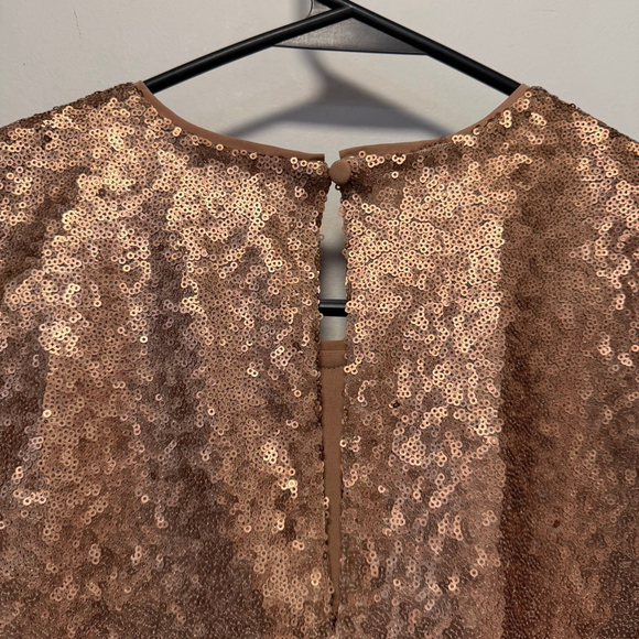Women's Abercrombie & Fitch M Gold Bronze Sequin Puff Sleeve Blouse New NWOT - Picture 12 of 16